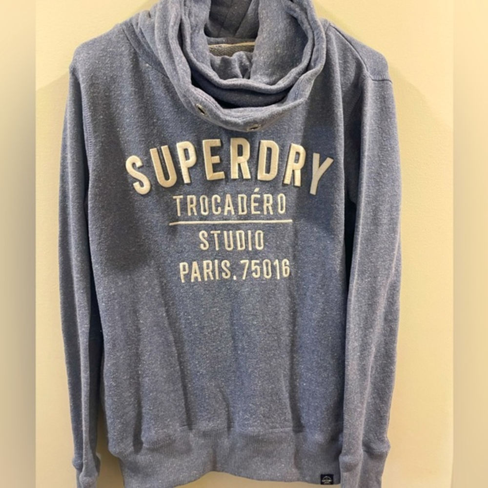 Superdry Applique Funnel Hoodie‎ Light Blue Women’s Sz M